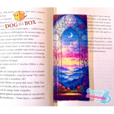 Marque-page Jour et nuit n.5 - Marque-page transparent fait main | Effet vitrail, cristal | Soleil et lune