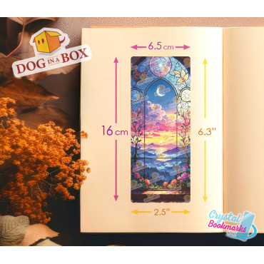 Day and Night Bookmark n.5 - Handmade Transparent Bookmark | Crystal, Stained Glass Effect | sun and moon