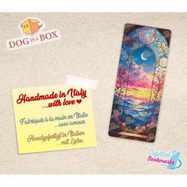 Day and Night Bookmark n.5 - Handmade Transparent Bookmark | Crystal, Stained Glass Effect | sun and moon