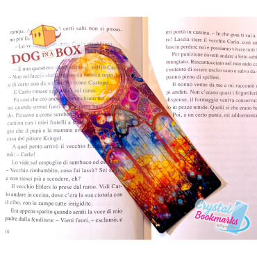 Marque-page Jour et nuit n.6 - Marque-page transparent fait main | Effet vitrail, cristal | Soleil et lune