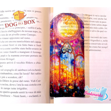 Marque-page Jour et nuit n.6 - Marque-page transparent fait main | Effet vitrail, cristal | Soleil et lune