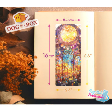 Day and Night Bookmark n.6 - Handmade Transparent Bookmark | Crystal, Stained Glass Effect | sun and moon