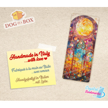 Day and Night Bookmark n.6 - Handmade Transparent Bookmark | Crystal, Stained Glass Effect | sun and moon