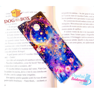 Day and Night Bookmark n.7 - Handmade Transparent Bookmark | Crystal, Stained Glass Effect | sun and moon