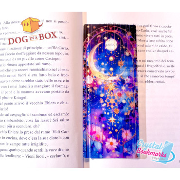 Marque-page Jour et nuit n.7 - Marque-page transparent fait main | Effet vitrail, cristal | Soleil et lune