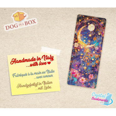 Day and Night Bookmark n.7 - Handmade Transparent Bookmark | Crystal, Stained Glass Effect | sun and moon