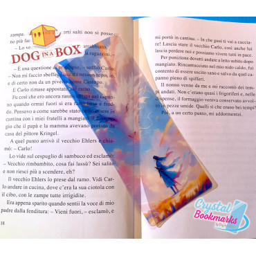 Segnalibro drago e ragazza n.1 - Segnalibro trasparente fatto a mano | Effetto vetro, cristallo | Segnalibro fantasy