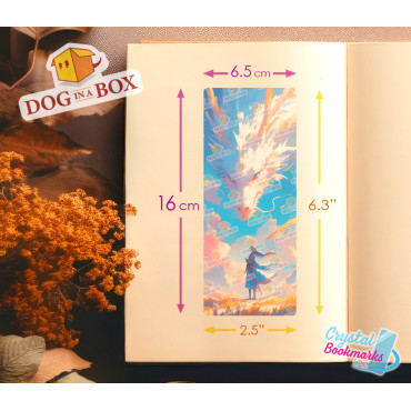 Drache und Mädchen Lesezeichen Nr. 1 – Handgemachtes transparentes Lesezeichen | Kristall, Buntglas Effekt | Anime Lesezeichen