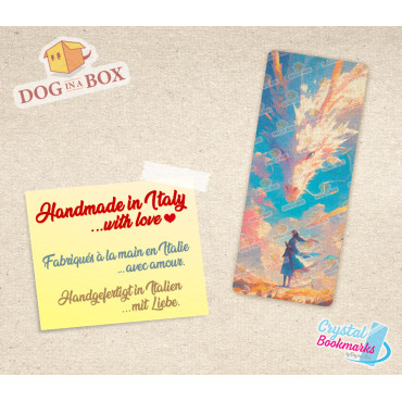 Dragon and Girl Bookmark n.1 - Handmade Transparent Bookmark | Crystal, Stained Glass Effect | Anime bookmark