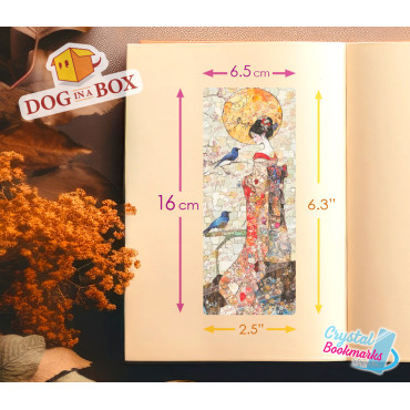 Geisha Bookmark n.3 - Handmade Transparent Bookmark | Crystal, Stained Glass Effect | Japanese bookmark
