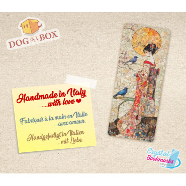 Geisha Bookmark n.3 - Handmade Transparent Bookmark | Crystal, Stained Glass Effect | Japanese bookmark