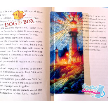 Leuchtturm Lesezeichen Nr. 1 – Handgemachtes transparentes Lesezeichen | Kristall, Buntglas Effekt | Fantasy Lesezeichen