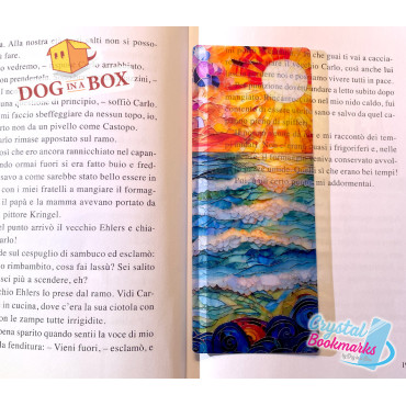 Sun and waves Bookmark n.3 - Handmade Transparent Bookmark | Crystal, Stained Glass Effect | elegant bookmark