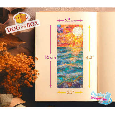 Marque-page Soleil et vagues n.3 - Marque-page transparent fait main | Effet vitrail, cristal | marque-page élégant