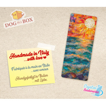 Sun and waves Bookmark n.3 - Handmade Transparent Bookmark | Crystal, Stained Glass Effect | elegant bookmark