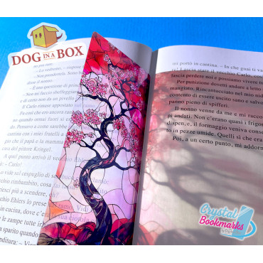 Cherry Tree Bookmark n.1 - Handmade Transparent Bookmark | Crystal, Stained Glass Effect | japanese bookmark