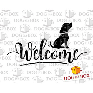 Welcome stencil - Reusable wagging dog stencil for wood signs, walls, fabrics for veterinary signs