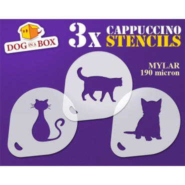Cat stencils (set of 3) Cappuccino and Coffee cocoa powder decor stencil - Face Painting stencils
