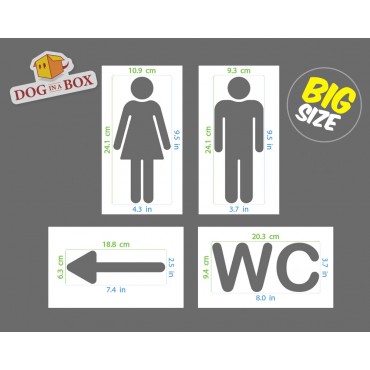 WC - Toilet stencil set - Restroom sign stencil. Reusable loo stencil for doors and walls