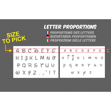 Cartoon Alphabet Stencils: set of 2 reusable stencils for painting on wall, furniture and fabrics