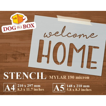 Welcome Home stencil - Reusable stencil for wood signs, wall painting, fabrics and home decor