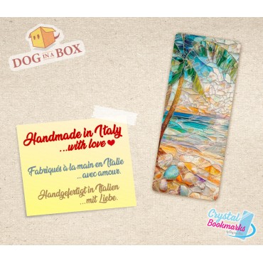 Strand Lesezeichen Nr. 1 – Handgemachtes transparentes Lesezeichen | Kristall, Buntglas Effekt | elegantes Lesezeichen