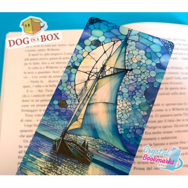 Sailing Boat Bookmark n.1 - Handmade Transparent Bookmark | Crystal, Stained Glass Effect | animal bookmark