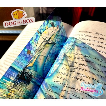 Marque-page Bateau à voile n.1 - Marque-page transparent fait main | Effet vitrail, cristal | animal marque-page