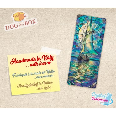Sailing Ship Bookmark n.1 - Handmade Transparent Bookmark | Crystal, Stained Glass Effect | sea bookmark