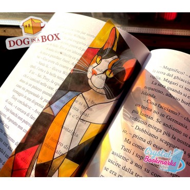Marque-page Chat n.10 - Marque-page transparent fait main | Effet vitrail, cristal | joli marque-page