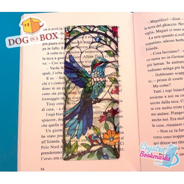 Marque-page Colibri n.1 - Marque-page transparent fait main | Effet vitrail, cristal | animal marque-page