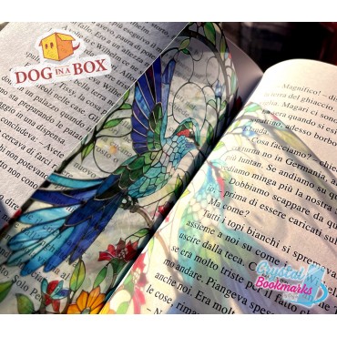 Marque-page Colibri n.1 - Marque-page transparent fait main | Effet vitrail, cristal | animal marque-page