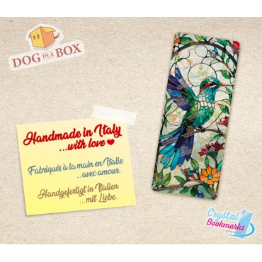 Marque-page Colibri n.1 - Marque-page transparent fait main | Effet vitrail, cristal | animal marque-page