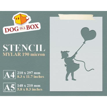 Baby with balloon stencil -...