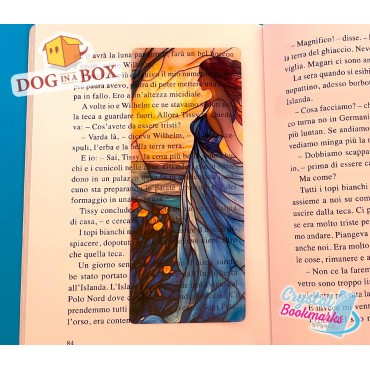 Marque-page Dame au coucher du soleil n.1 - Marque-page transparent fait main | Effet vitrail, cristal | marque-page fantastique