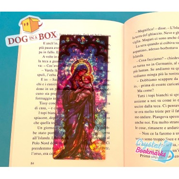 Mary mother of Jesus Bookmark n.6 - Handmade Transparent Bookmark | Crystal, Stained Glass Effect | christian bookmark