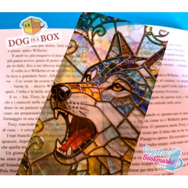 Wolf Lesezeichen Nr. 1 – Handgemachtes transparentes Lesezeichen | Kristall, Buntglas Effekt | fantasy Lesezeichen