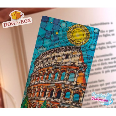 Coliseum Bookmark n.1 - Handmade Transparent Bookmark | Crystal, Stained Glass Effect | Rome bookmark