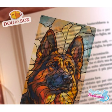 Marque-page Berger allemand n.1 - Marque-page transparent fait main | Effet vitrail, cristal | chien marque-page