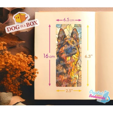 German Shepherd Bookmark n.1 - Handmade Transparent Bookmark | Crystal, Stained Glass Effect | dog bookmark