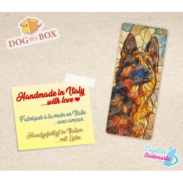 German Shepherd Bookmark n.1 - Handmade Transparent Bookmark | Crystal, Stained Glass Effect | dog bookmark