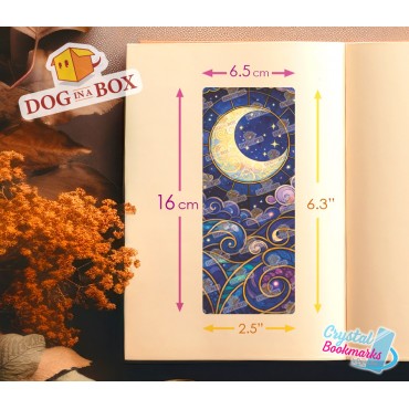 Mond Lesezeichen Nr. 1 – Handgemachtes transparentes Lesezeichen | Kristall, Buntglas Effekt | fantasy Lesezeichen