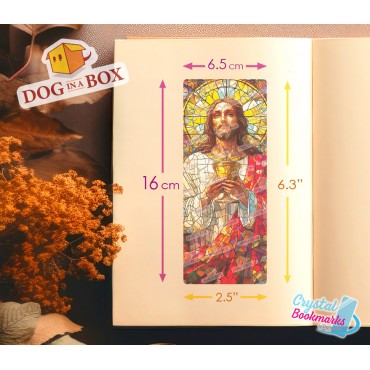 Marque-page Jésus n.7 - Marque-page transparent fait main | Effet vitrail, cristal | marque-page chrétien