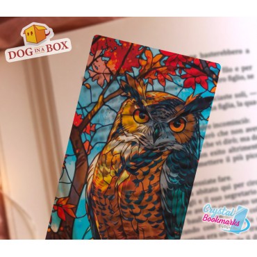 Marque-page Hibou n.2 - Marque-page transparent fait main | Effet vitrail, cristal | Signet animal