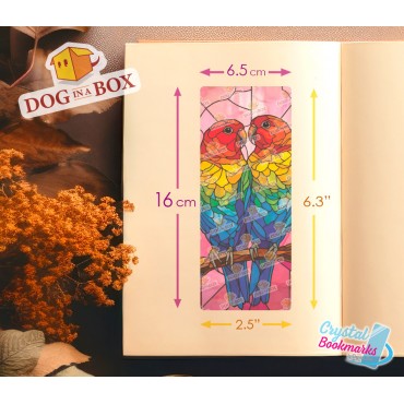 Parrots Bookmark n.1 - Handmade Transparent Bookmark | Crystal, Stained Glass Effect | love bookmark