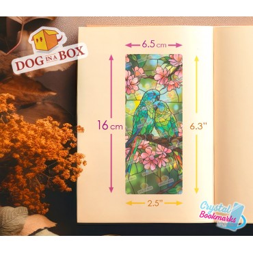 Marque-page Perroquets n.2 - Marque-page transparent fait main | Effet vitrail, cristal | marque-page amour