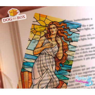 Marque-page Vénus de Botticelli n.1 - Marque-page transparent fait main | Effet vitrail, cristal | peinture Marque page
