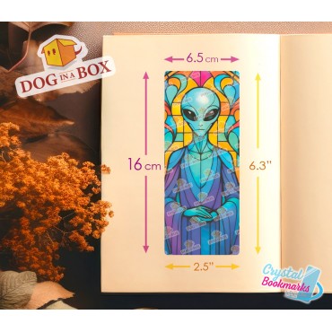 Alien Bookmark n.1 - Handmade Transparent Bookmark | Crystal, Stained Glass Effect | Sci-Fi bookmark