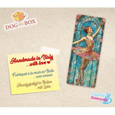 Ballerina Bookmark n.1 - Handmade Transparent Bookmark | Crystal, Stained Glass Effect | music bookmark