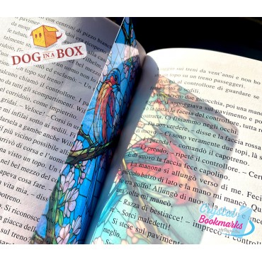 Marque-page oiseau n.4 - Marque-page transparent fait main | Effet vitrail, cristal | animal marque-page